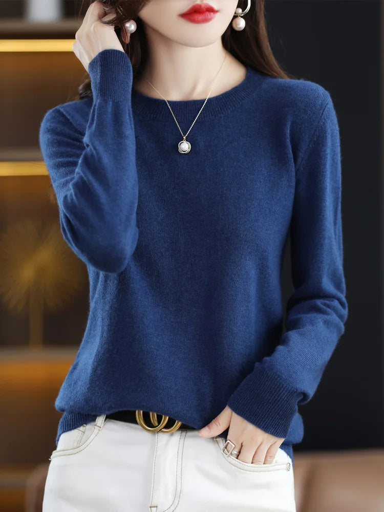 Fashion 100% Merino Wool Sweater Elegant Cashmere P