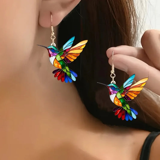 Colorful Hummingbird Stud Earrings