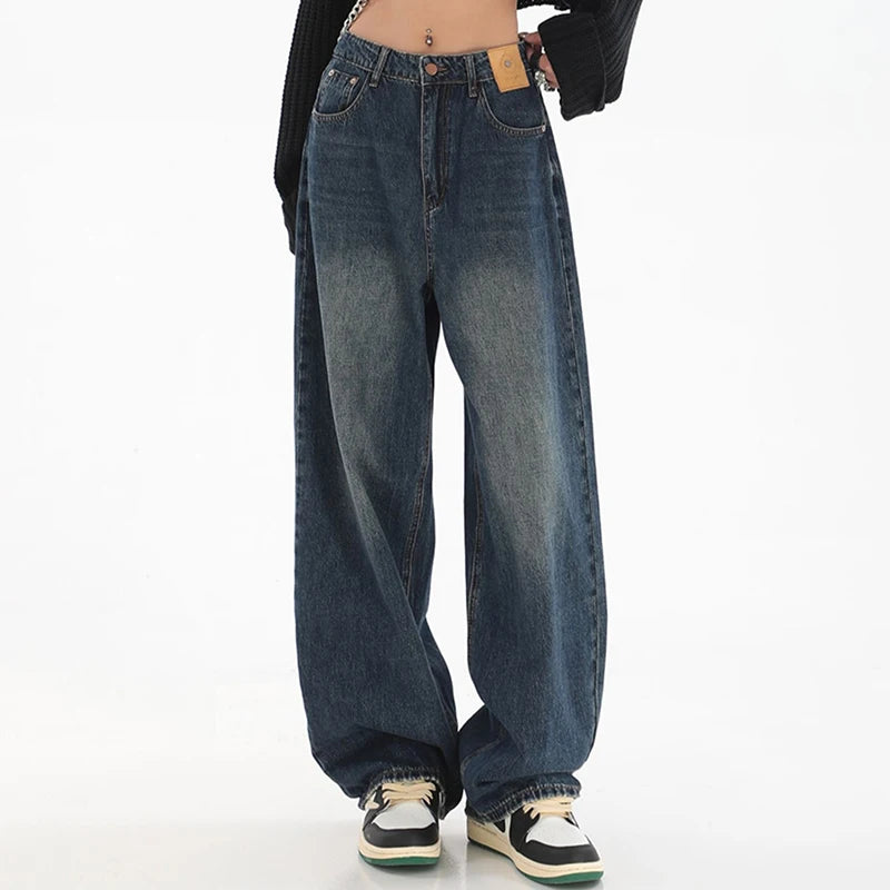 Woman High Waist Slim Fit Wide Leg Jeans