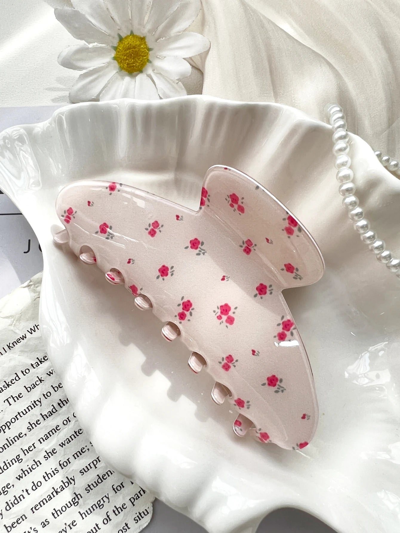Pink Sweet Elegant Floral Cherry Hair Claw Clip Set