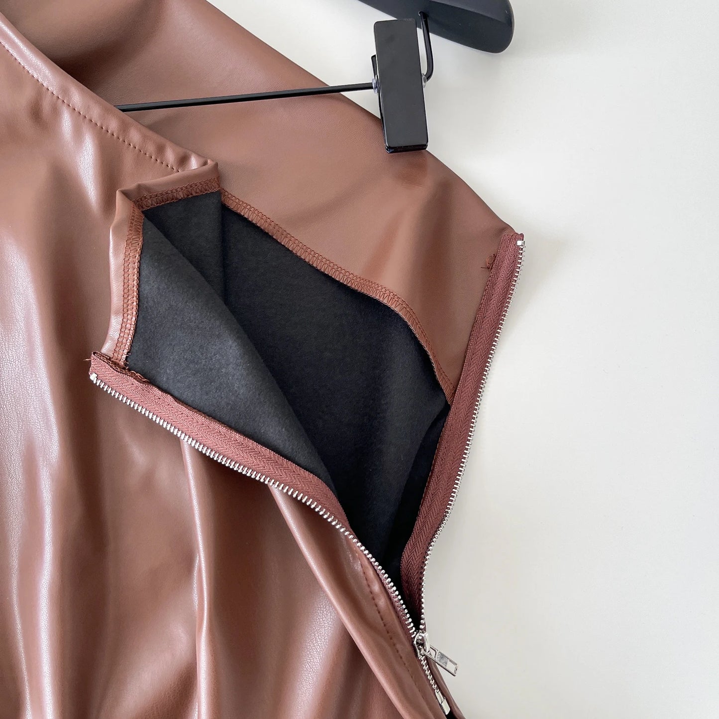 SINGREINY One Shoulder PU Leather Tank