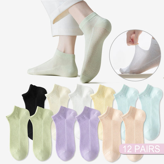 12 Pairs New Woman Cotton Socks Short Thin