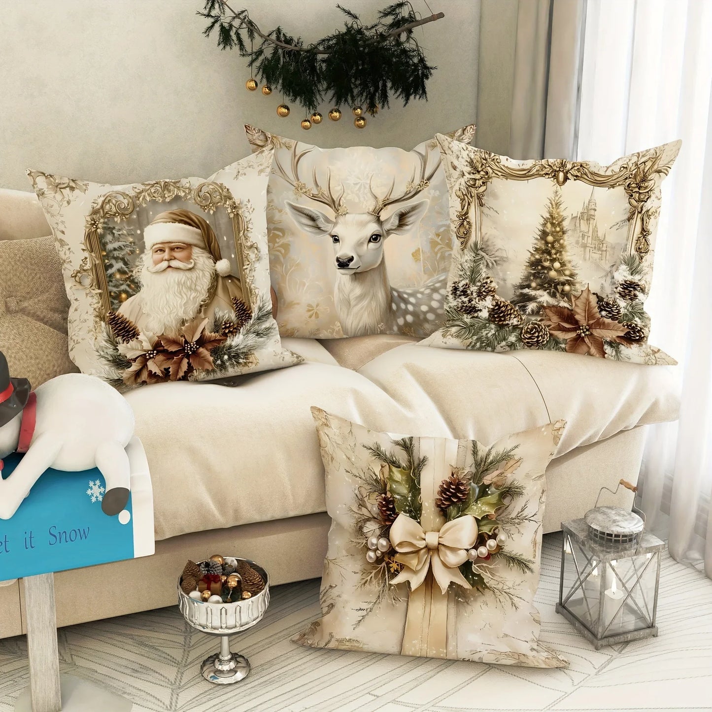Christmas decoration pillowcase Santa Claus Reindeer Christmas Tree pillow cover Sofa cushion suite room home decoration