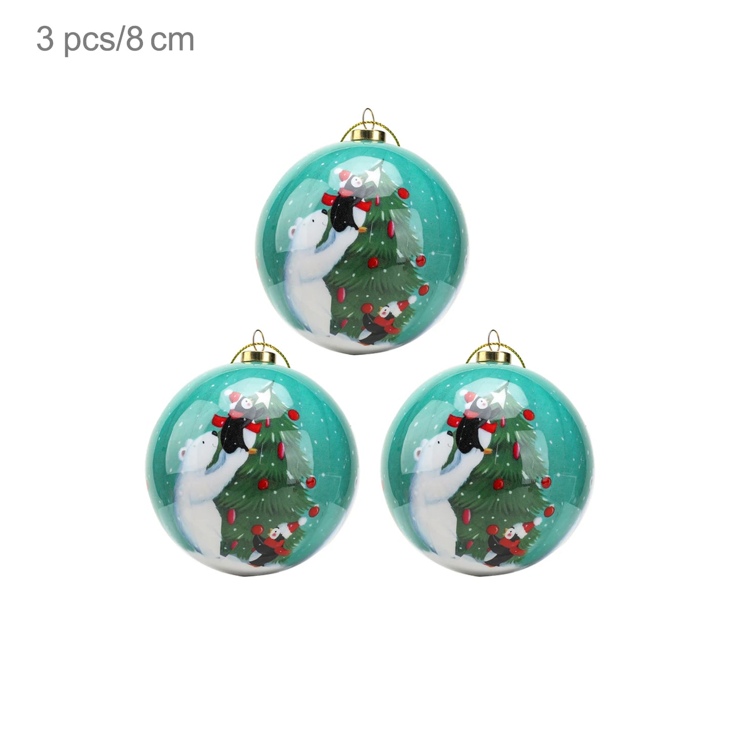 3pcs 8cm Christmas Balls Original Gifts Christmas Decoration 2024 Christmas Tree Decorations Gift Decoration Pendants Baubles