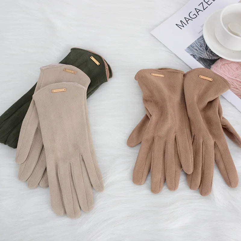 Warm Touch Screen Thin Solid Simple Gloves