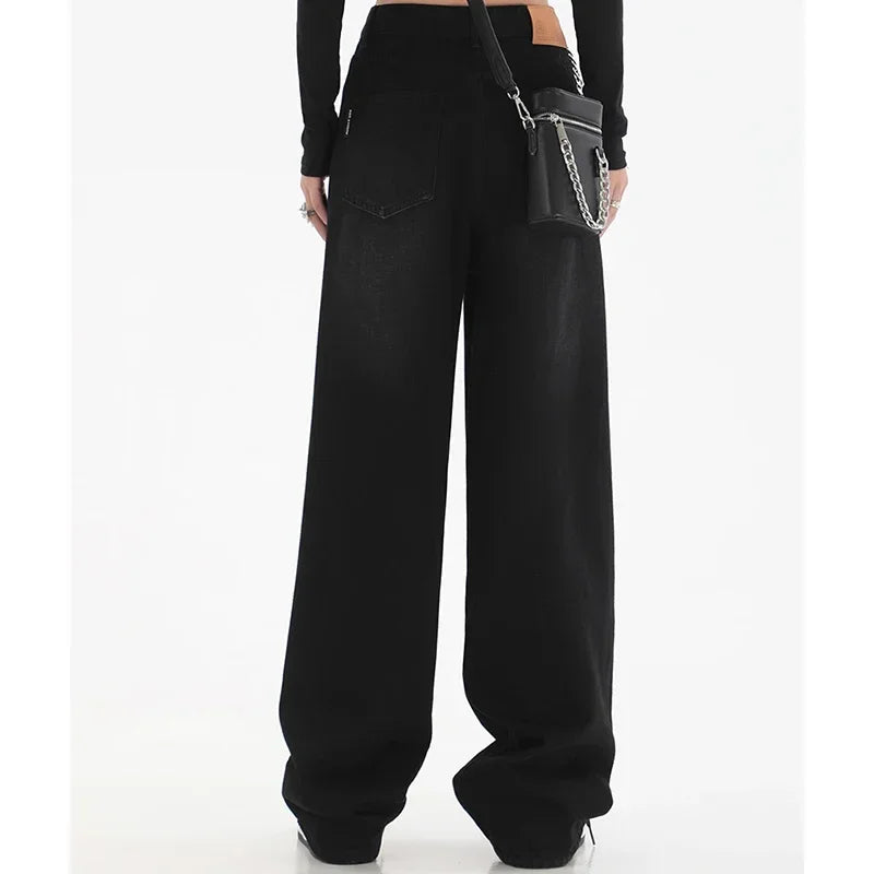 Woman High Waist Slim Fit Wide Leg Jeans