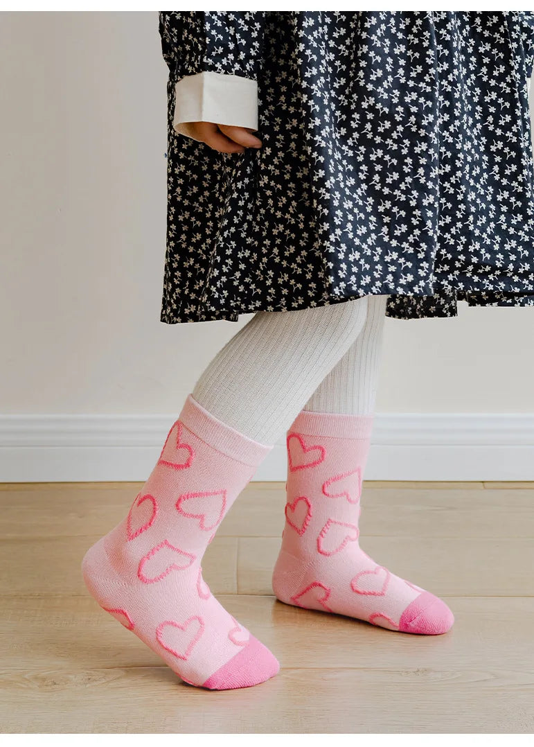 Baby Girls Cotton Socks 5 Pairs Pink Sweet Love Pattern