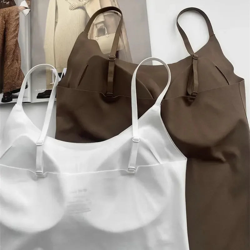 Women Summer Vest Tops Sleeveless Cotton Bustier with Pads
