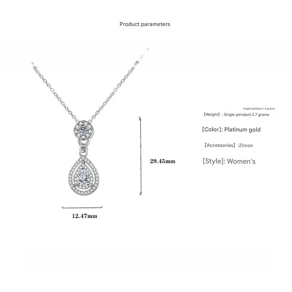 925 Sterling Silver Necklace Clavicle Chain Sparkling Zircon
