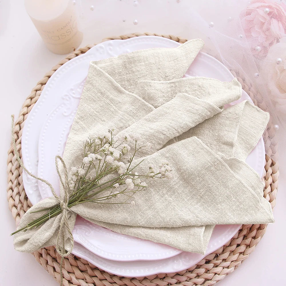 10pcs 30x30cm Cotton Cloth Napkins Gauze Fabric Pink for Wedding Party Birthday Dinner Tea Towel Table Village Christmas Napkin