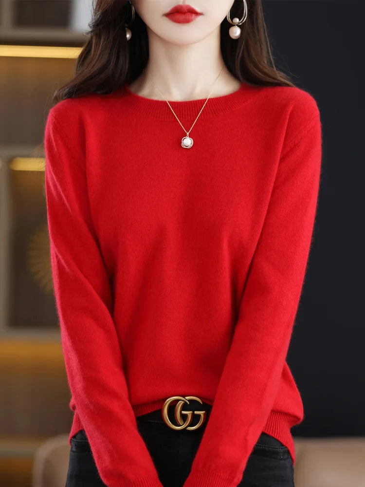 Fashion 100% Merino Wool Sweater Elegant Cashmere P