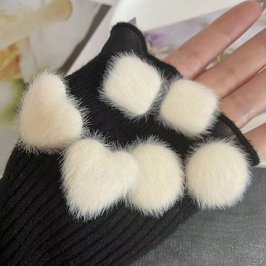 KADRUFI Women Korean Fashion Winter White Plush Stud Earrings