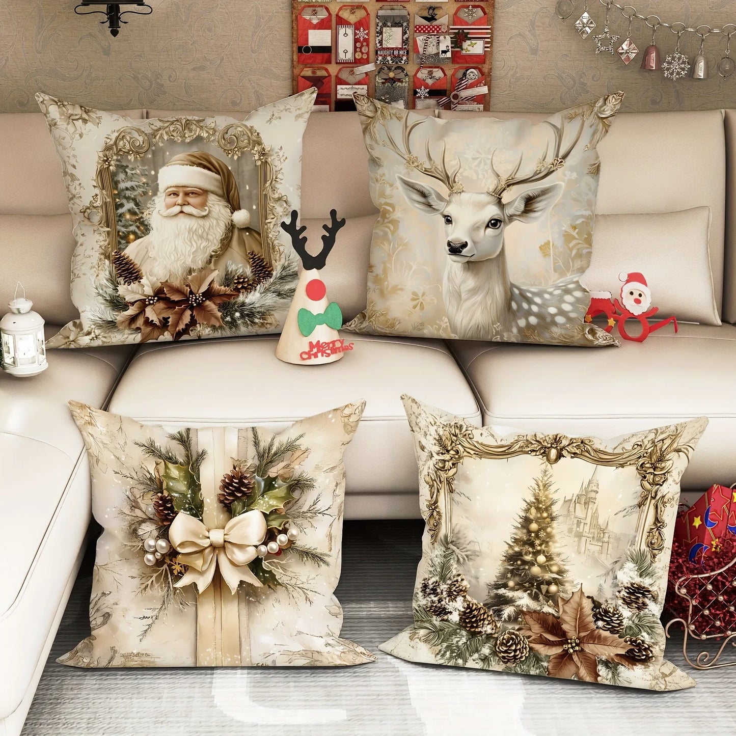 Christmas decoration pillowcase Santa Claus Reindeer Christmas Tree pillow cover Sofa cushion suite room home decoration