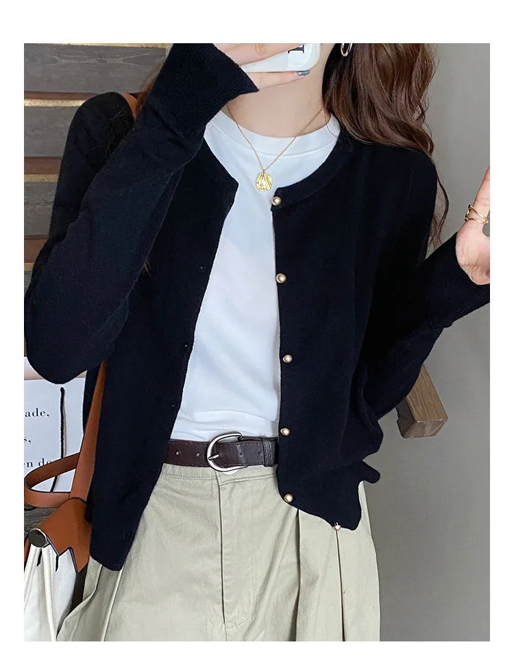 Solid Color Knitted for Women Cardigan