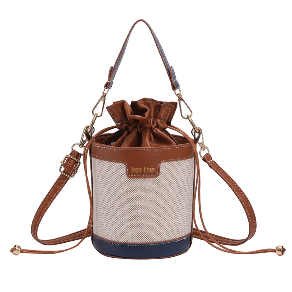 Women Vintage Patchwork Cylinder Shoulder Bag