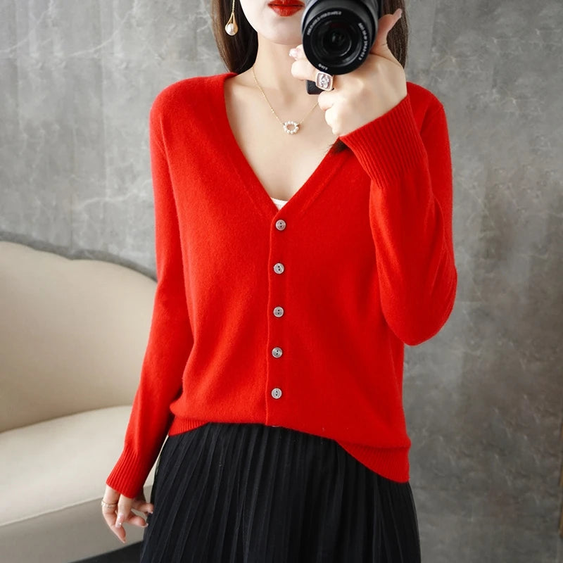 V-Neck Temperament Small Fragrant Wind Loose Sweater Sweater