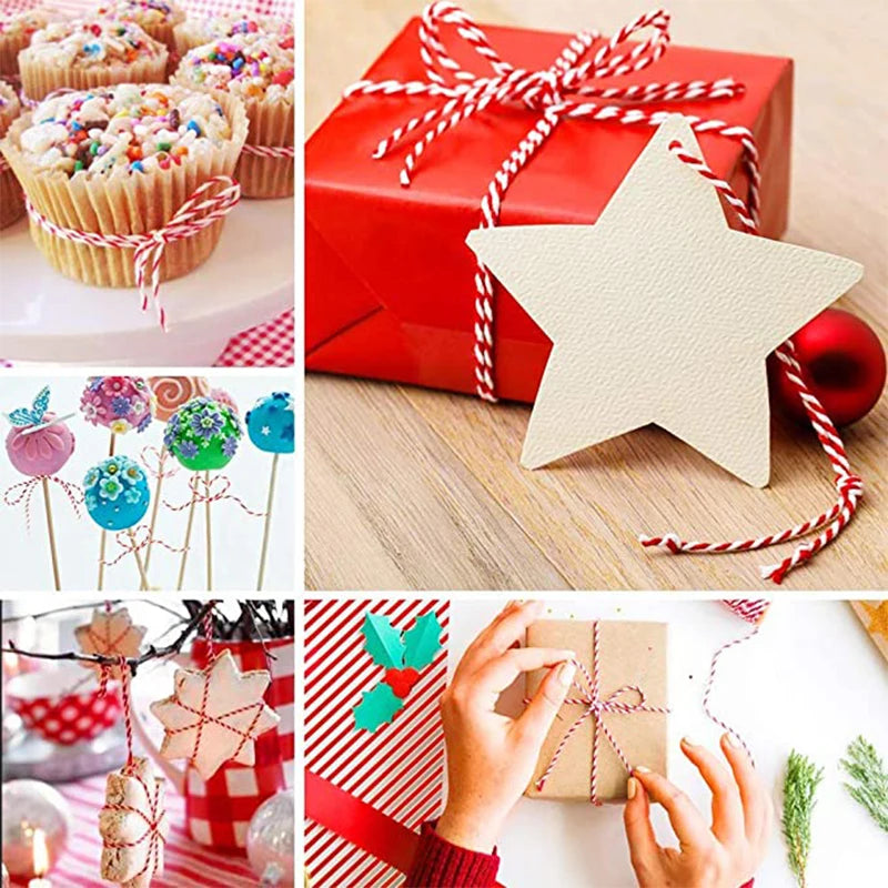2mm*100m Christmas Twine Cotton Jute String Rope Cord Ribbon  Decoration Tying Cake Pastry Boxes DIY Crafts Gift Wrapping