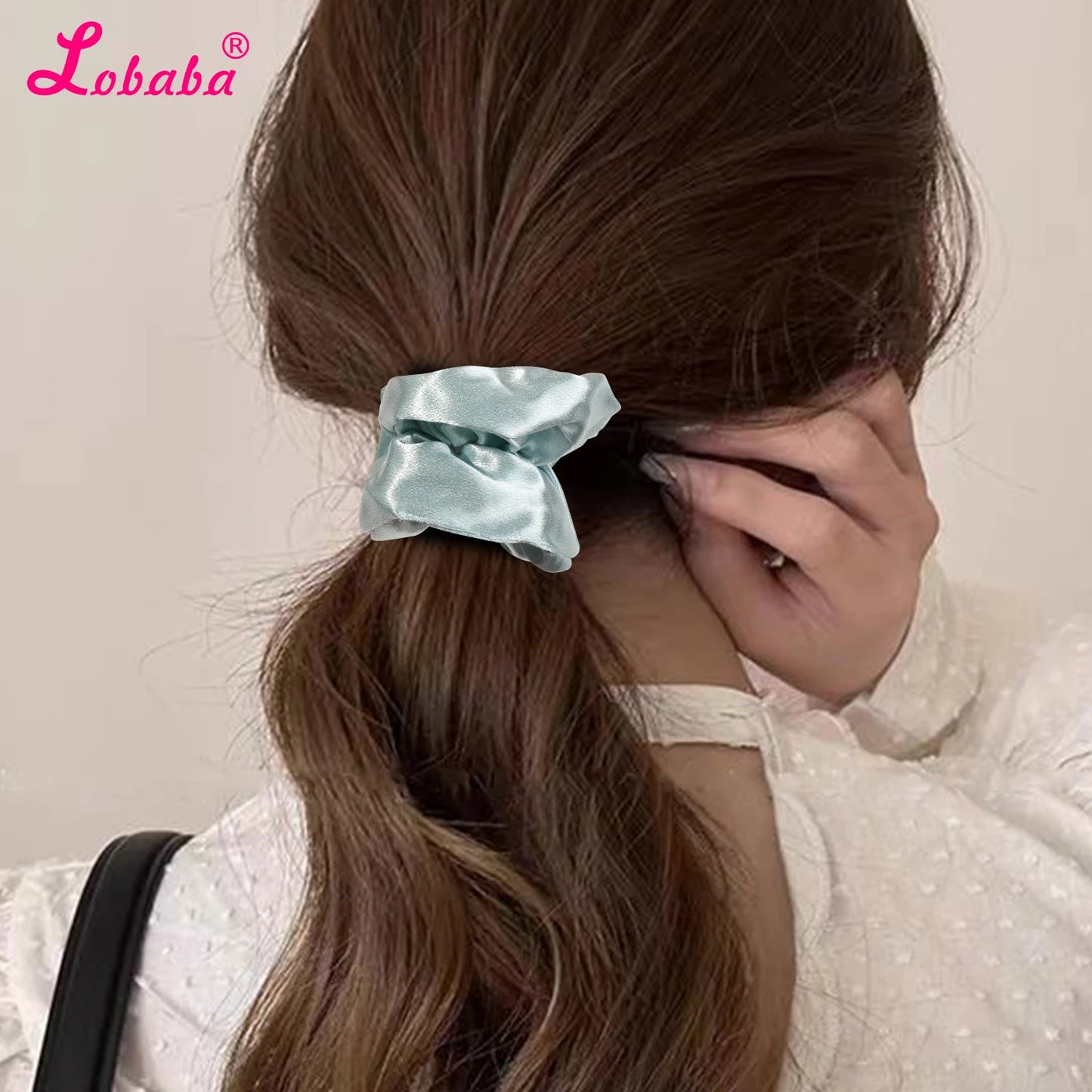 6 Pcs Pink Satin Bridesmaid Scrunchies Bachelorette Hair Ties