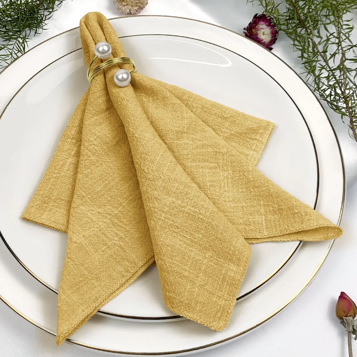 Set of 6 Cotton Cloth Napkins Gauze Sage Green 30x30cm