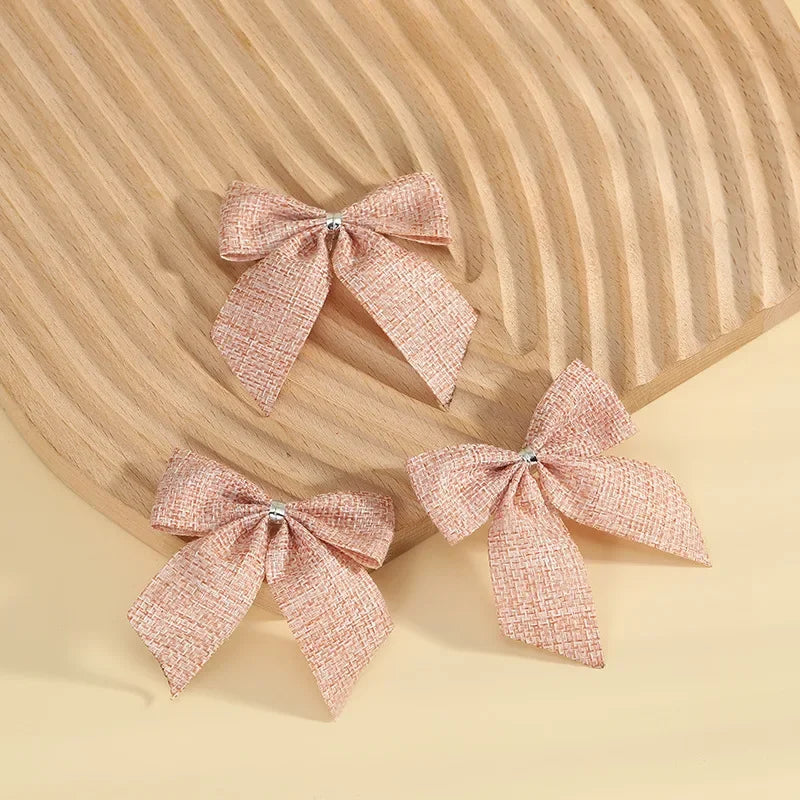 24/5pcs Christmas Bows Christmas Ornaments Gold Red Bows Christmas Tree Ornaments 2025 New Year Decorations Mini Bows Gift Wrap