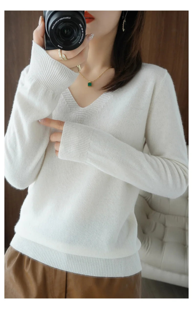 New Cashmere Women's V-neck Pullover