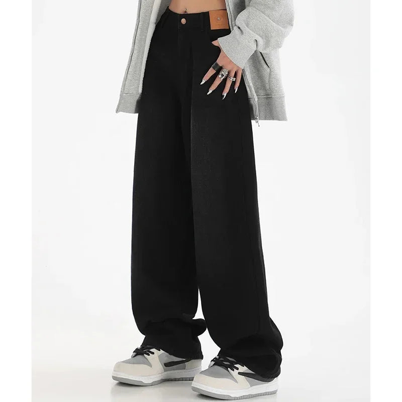 Woman High Waist Slim Fit Wide Leg Jeans