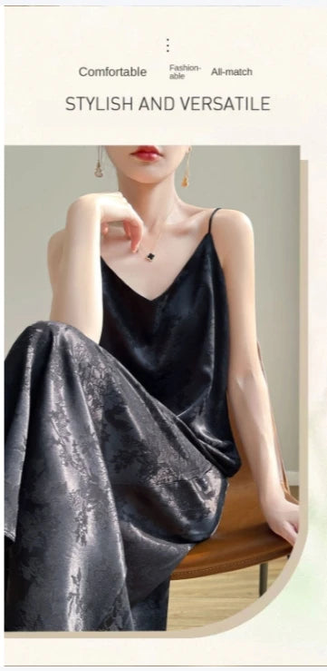 Women's thin summer essential silk material skin-friendly hundred temperament vest dress 2024 new