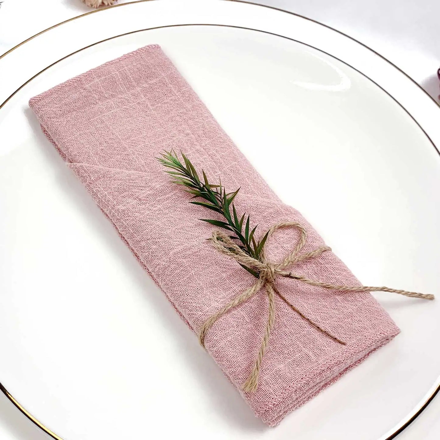 Set of 6 Cotton Cloth Napkins Gauze Sage Green 30x30cm