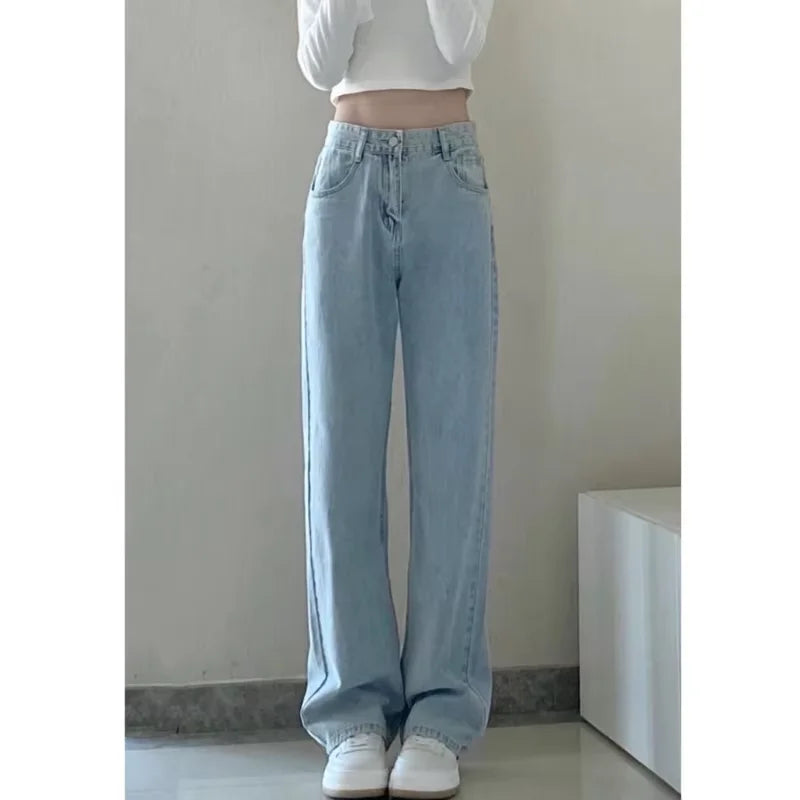 Women Denim Pants Vintage Straight Trousers