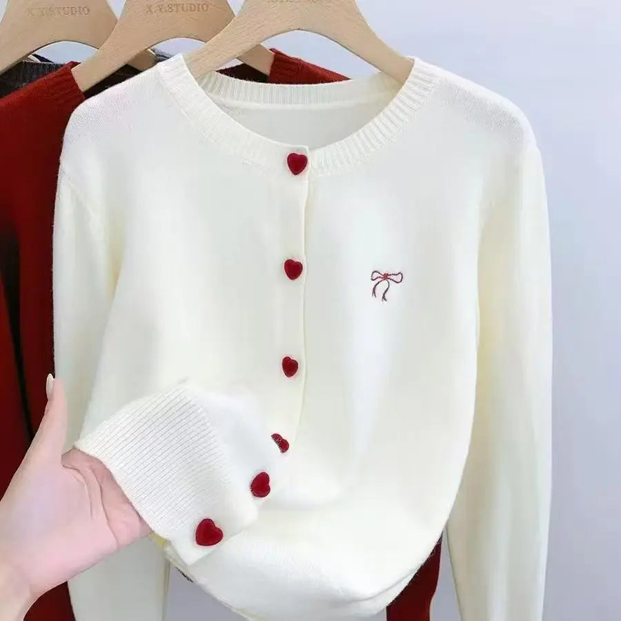 Women's Clothing Vintage Love Button Knit Cardigan