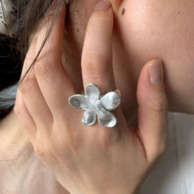 925 Sterling Silver Ring For Women Jewelry String Flower Finger Open Handmade Ring