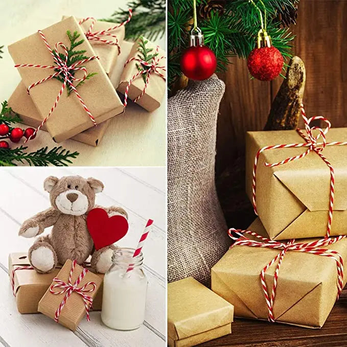 2mm*100m Christmas Twine Cotton Jute String Rope Cord Ribbon  Decoration Tying Cake Pastry Boxes DIY Crafts Gift Wrapping