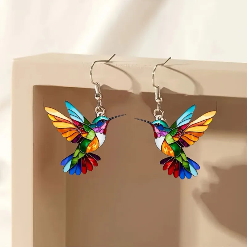 Colorful Hummingbird Stud Earrings