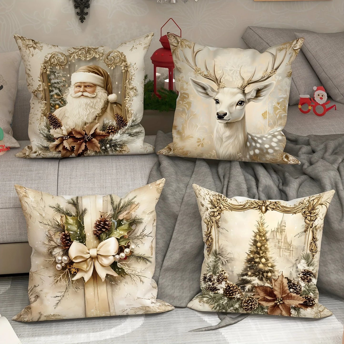 Christmas decoration pillowcase Santa Claus Reindeer Christmas Tree pillow cover Sofa cushion suite room home decoration