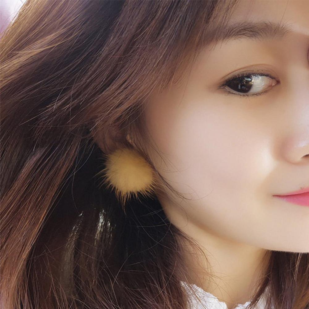 Women's Earrings Fashion Furry Fluffy Ball Stud Earrings Girls