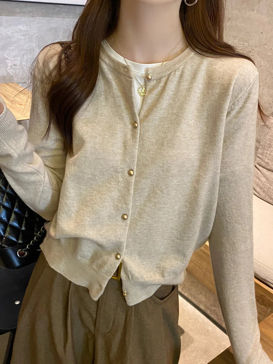 Solid Color Knitted for Women Cardigan