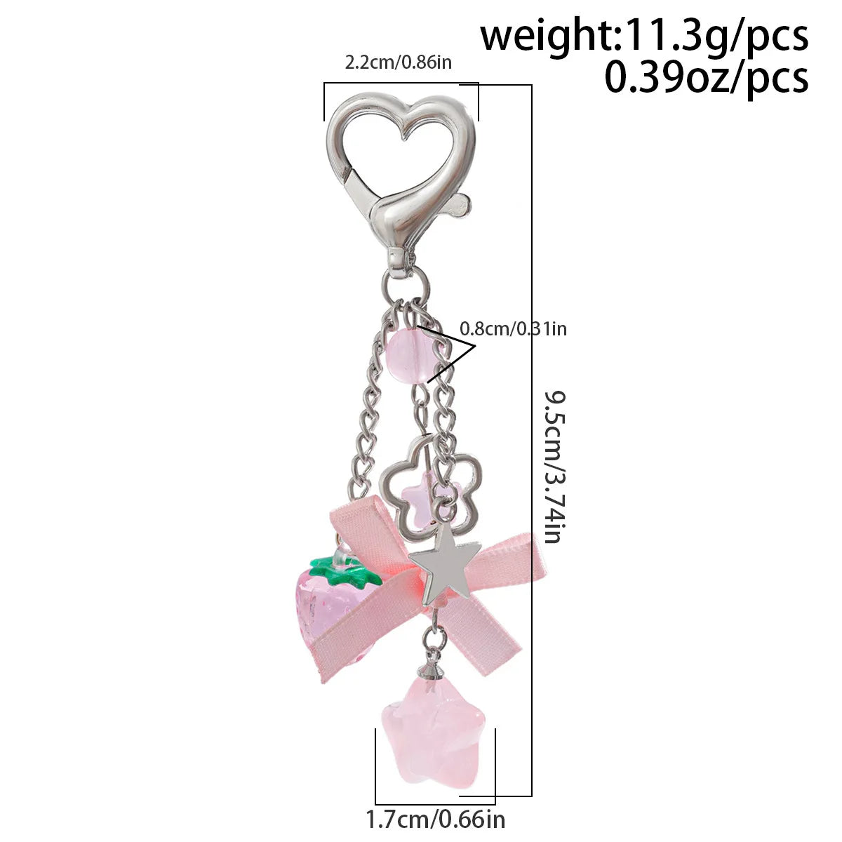 Y2K Fashion Flower Star Love Bow Strawberry Pendant Acrylic Keychain