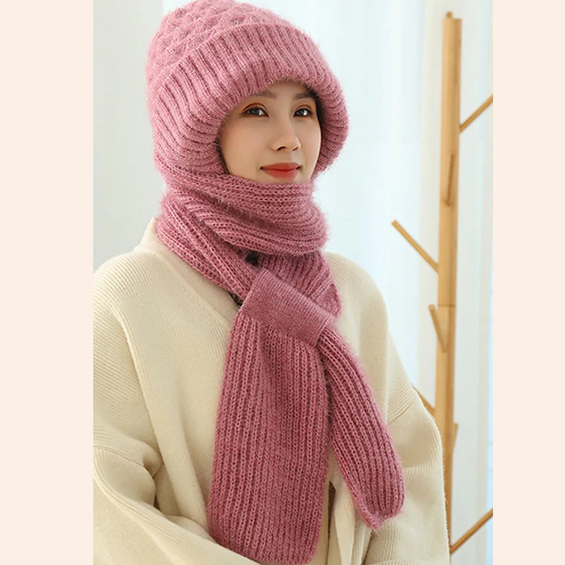 Knitted Skullies Hat Scarf Set