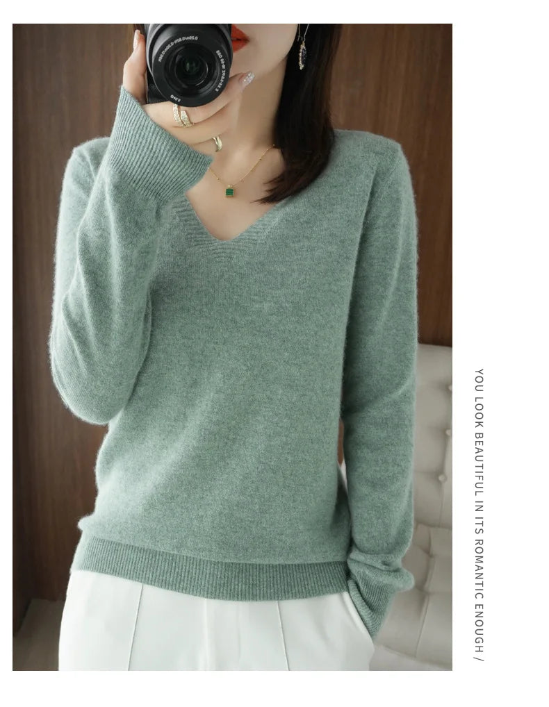 New Cashmere Women's V-neck Pullover