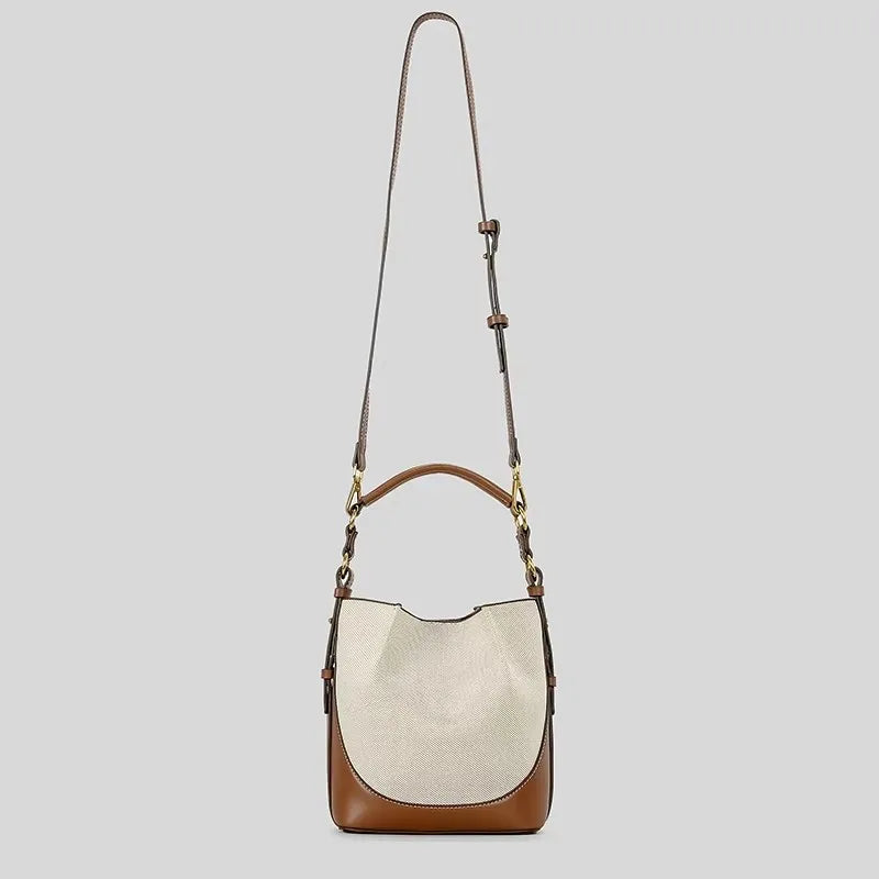 Fashion Panelled Canvas Bucket Bag