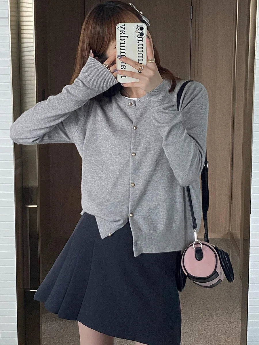 Solid Color Knitted for Women Cardigan