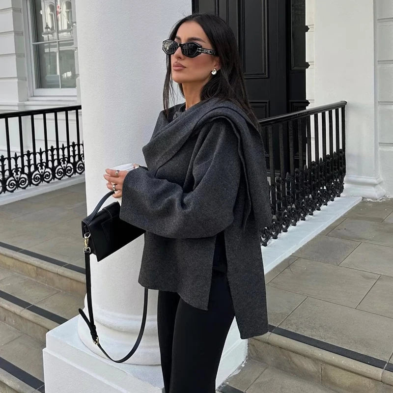 Winter Coats for Women Asymmetric Scarf Demi-season Jacket