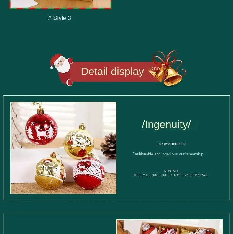 16pcs Christmas Ball Christmas Tree Decoration Ornaments for Home Decor Halloween New Year Navidad Pendant Ball Accessories
