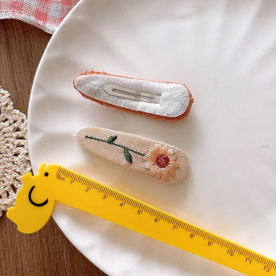 Cute Embroidered Flower Hairpins Women