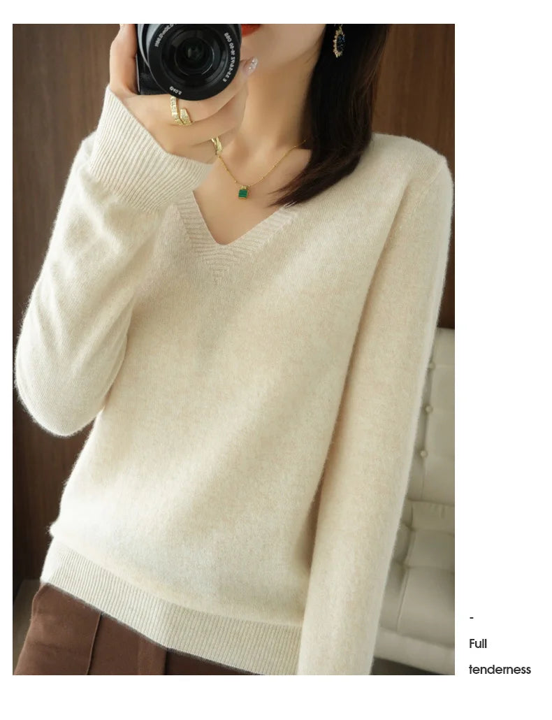 New Cashmere Women's V-neck Pullover