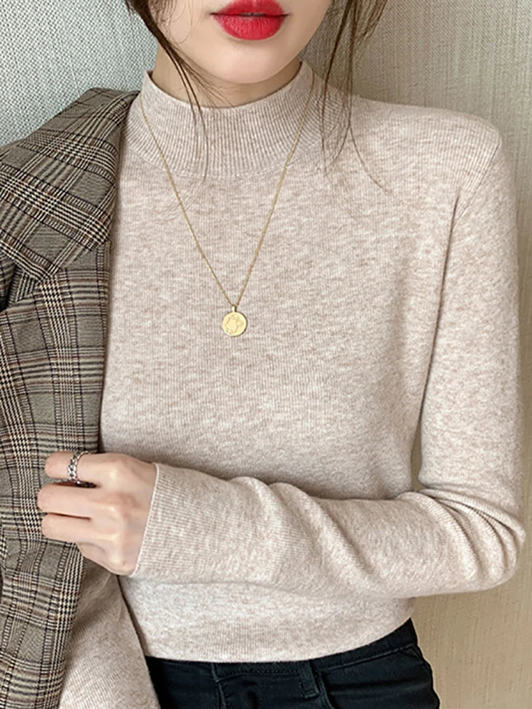 Turtleneck Sweater Women Knitted Pullovers Long Sleeve