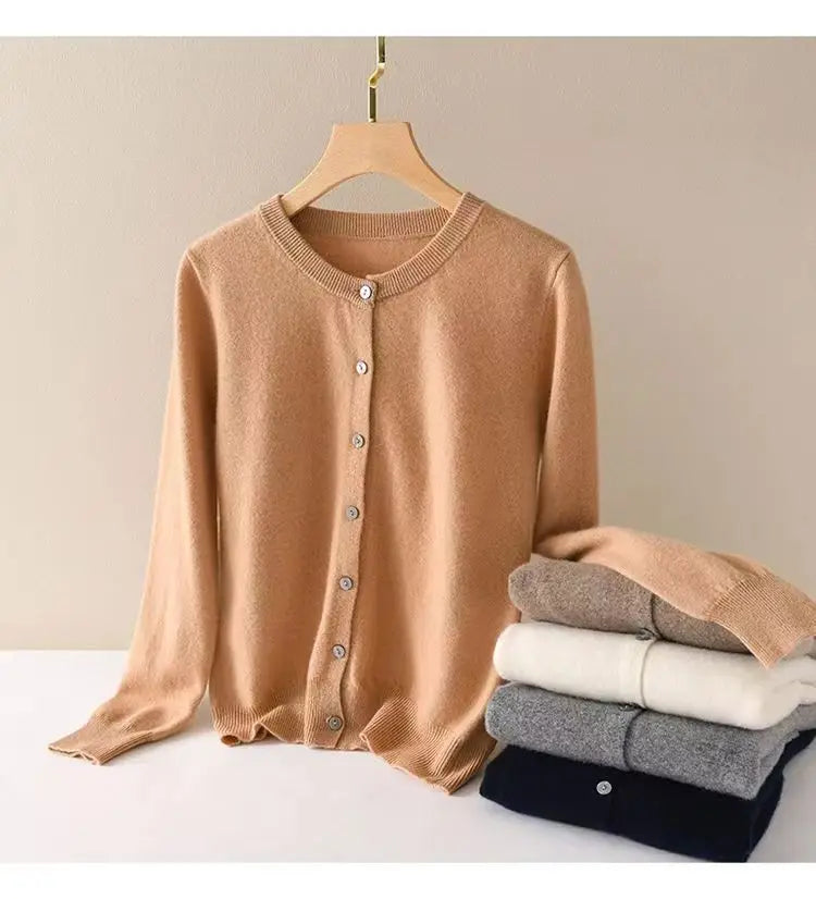 women's Cashmere Sweater O-Collar Long sleeve