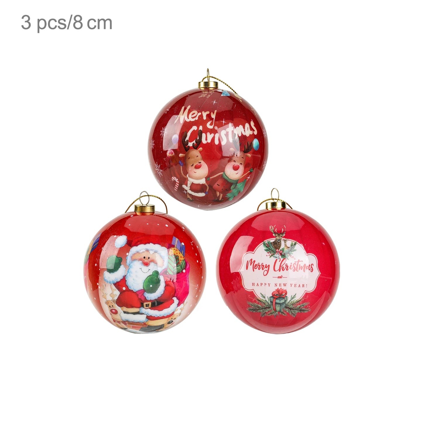3pcs 8cm Christmas Balls Original Gifts Christmas Decoration 2024 Christmas Tree Decorations Gift Decoration Pendants Baubles