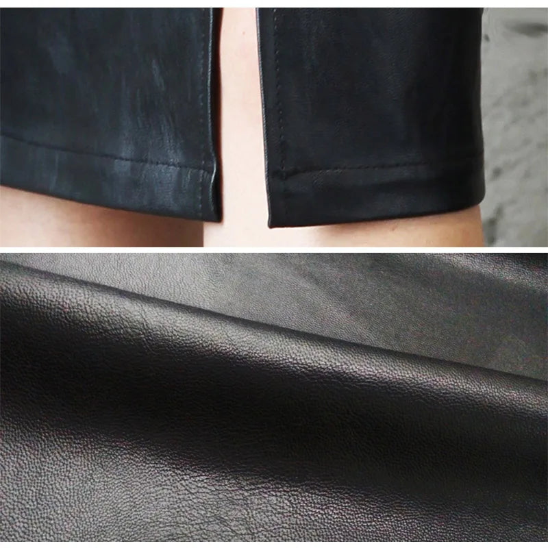 Front and back double-sided leather skirt