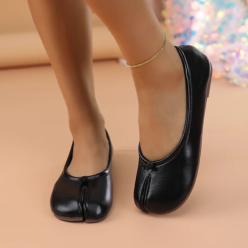 2025 Women's Leather Toe Separator Loafers Flat